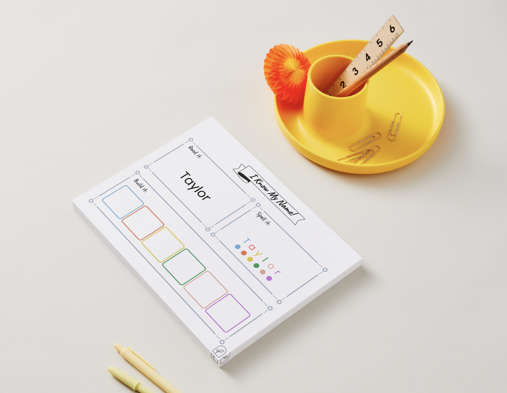Personalized name workbook pages for toddlers and preschoolers