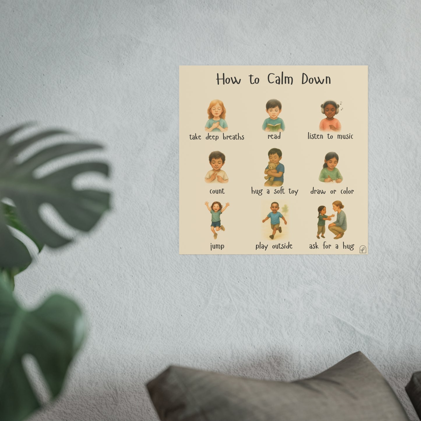 Calming Techniques Poster for Kids - Realistic Emotional Awareness Tool | Calm Down Corner | Coping Strategies Wall Art | Montesorri