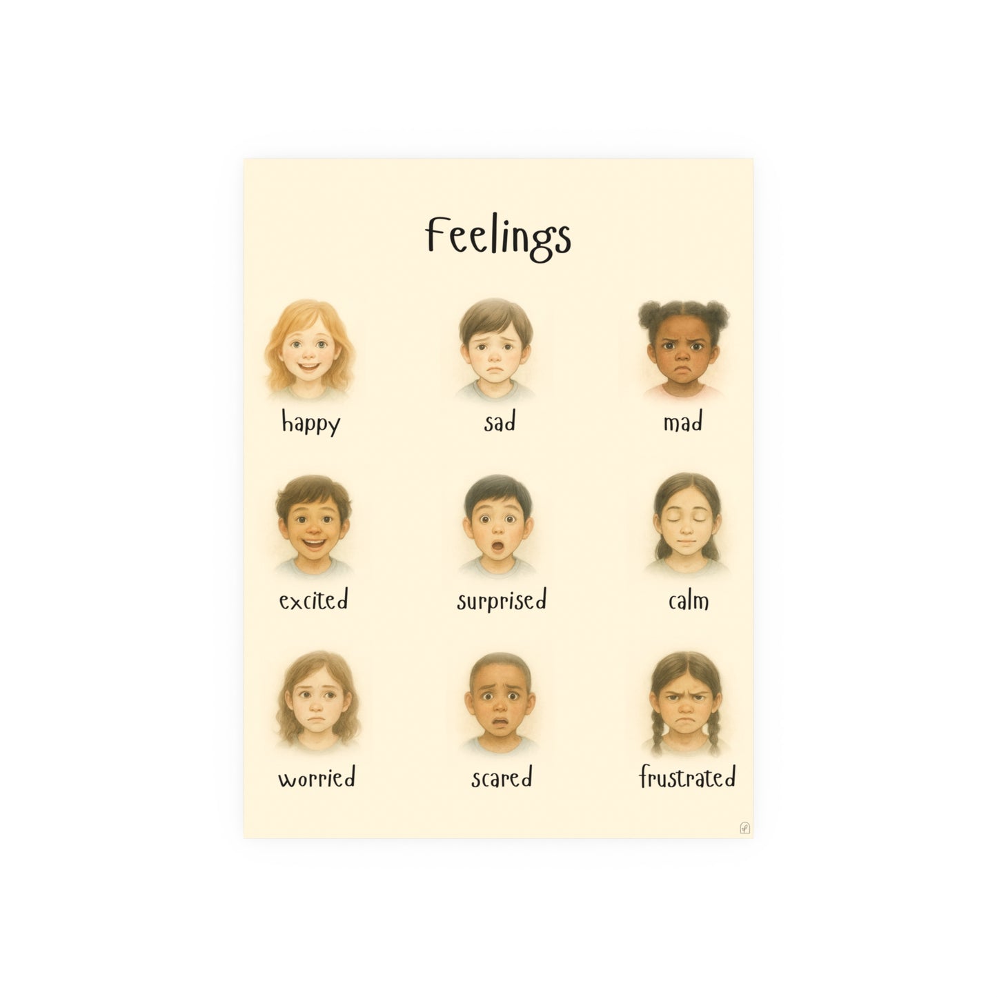 Feelings Poster for Kids - Realistic Emotional Awareness Tool |  Emotions Chart | Calm Down Corner | Preschool Feelings Poster  | Montesorri