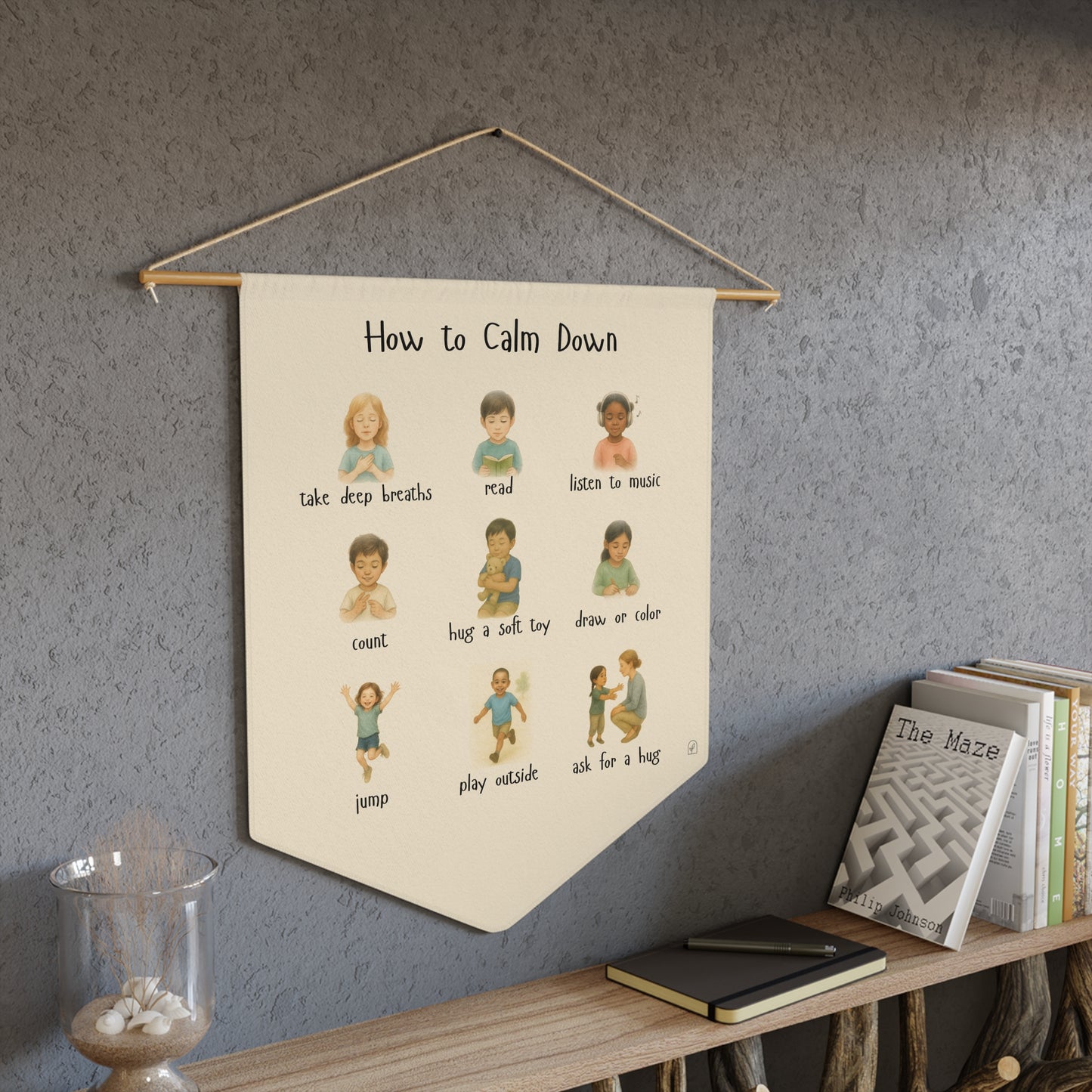 Calming Techniques Poster Banner for Kids - Realistic Emotional Awareness Tool | Calm Down Corner | Coping Strategies Wall Art | Montesorri