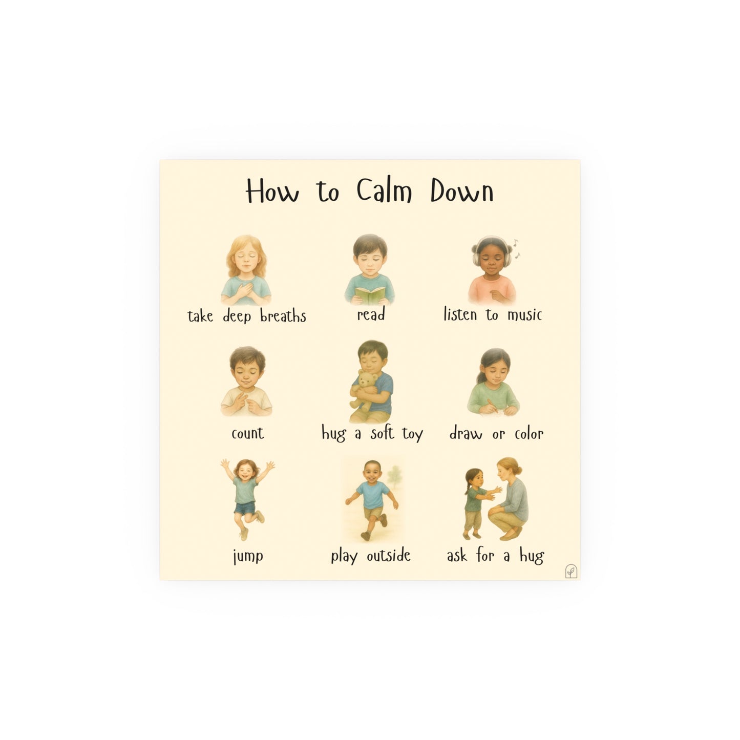 Calming Techniques Poster for Kids - Realistic Emotional Awareness Tool | Calm Down Corner | Coping Strategies Wall Art | Montesorri