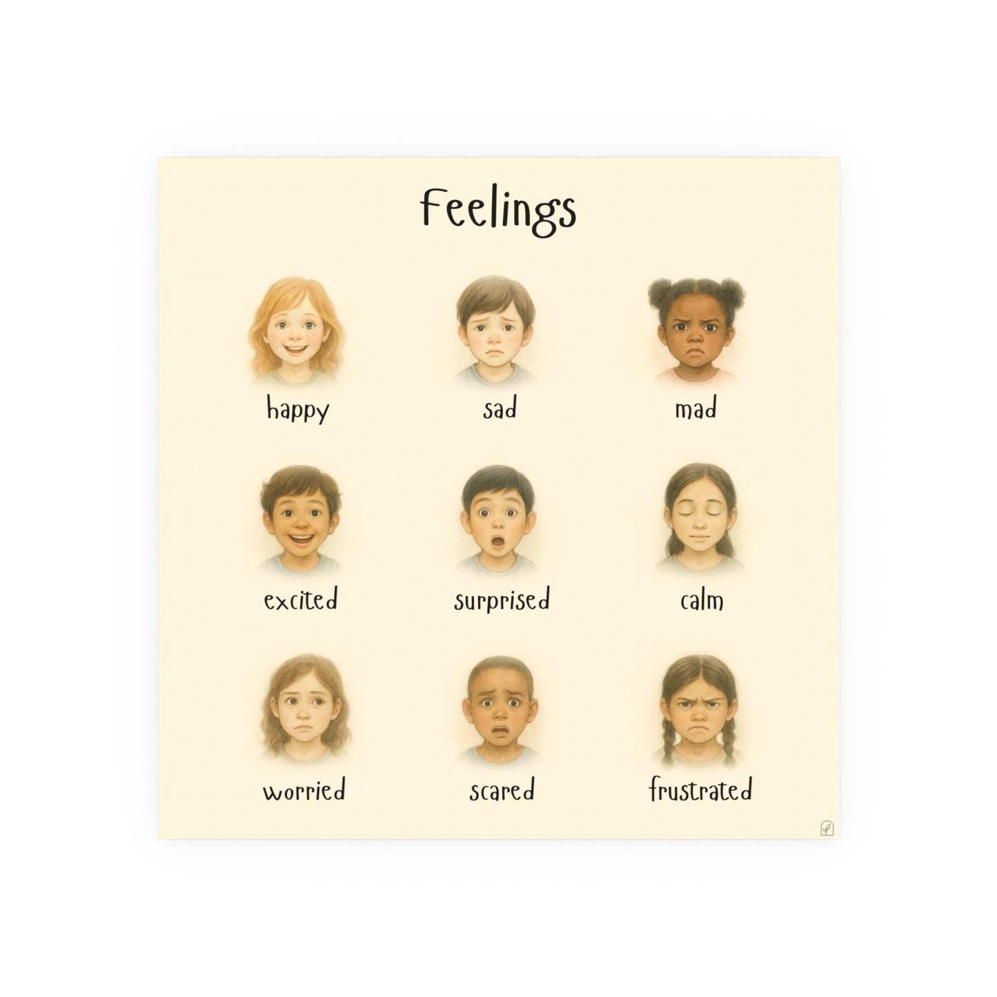 Feelings Poster for Kids - Realistic Emotional Awareness Tool |  Emotions Chart | Calm Down Corner | Preschool Feelings Poster  | Montesorri