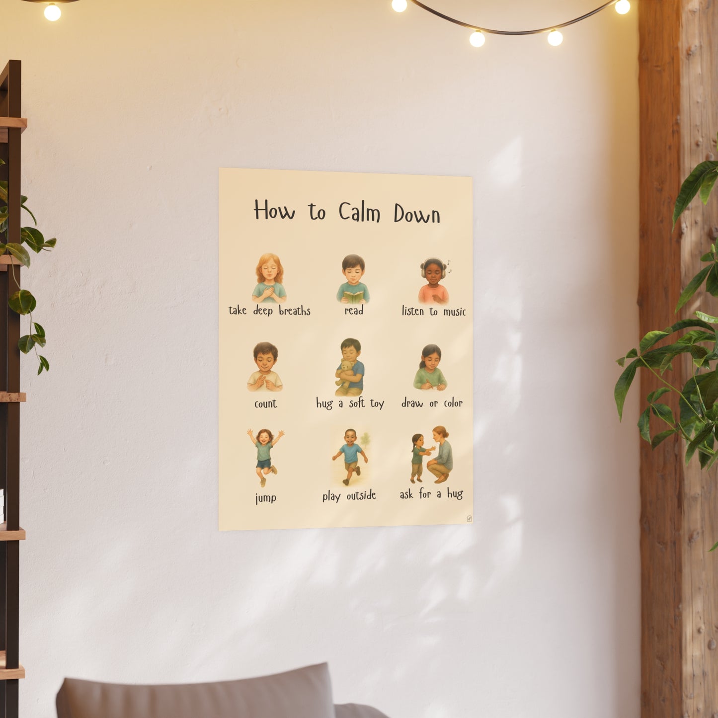 Calming Techniques Poster for Kids - Realistic Emotional Awareness Tool | Calm Down Corner | Coping Strategies Wall Art | Montesorri