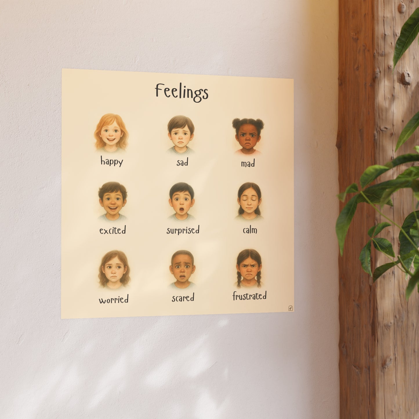 Feelings Poster for Kids - Realistic Emotional Awareness Tool |  Emotions Chart | Calm Down Corner | Preschool Feelings Poster  | Montesorri